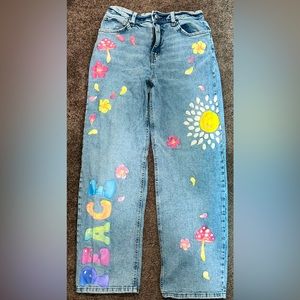 70s Style Painted Jeans